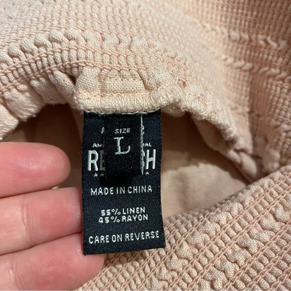 Rewash Luna boardwalk Linen wide leg pants hi rise smocked elastic waist large - Picture 9 of 16